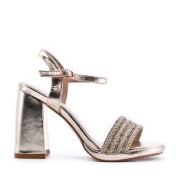 Faux leather heeled sandal