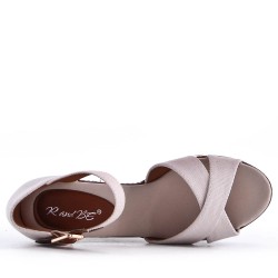 Sandale compensée en simili cuir pour femme
