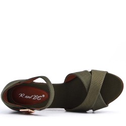 Sandale compensée en simili cuir pour femme