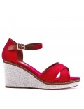 Women's faux leather wedge sandal