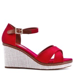 Women's faux leather wedge sandal