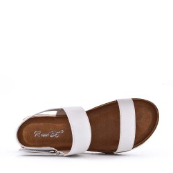 Sandale compensée en simili cuir pour femme