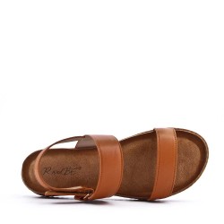 Sandale compensée en simili cuir pour femme