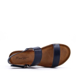 Sandale compensée en simili cuir pour femme