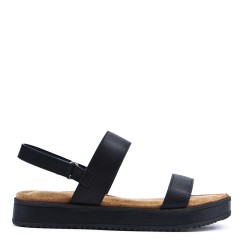 Sandale compensée en simili cuir pour femme