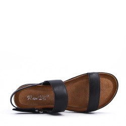 Sandale compensée en simili cuir pour femme