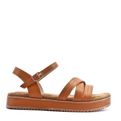 Sandale compensée en simili cuir pour femme