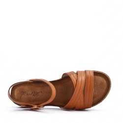 Sandale compensée en simili cuir pour femme