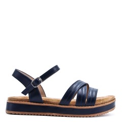 Sandale compensée en simili cuir pour femme
