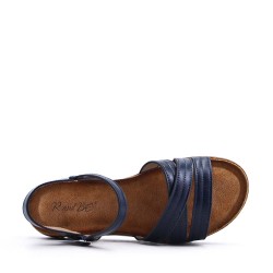 Sandale compensée en simili cuir pour femme