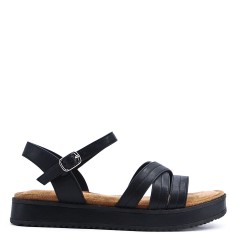 Sandale compensée en simili cuir pour femme