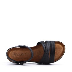 Sandale compensée en simili cuir pour femme