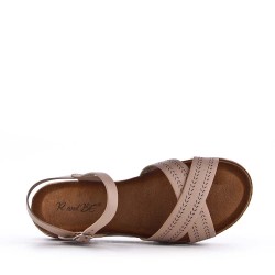 Sandale compensée en simili cuir pour femme