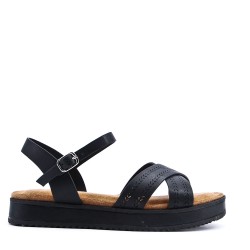 Sandale compensée en simili cuir pour femme