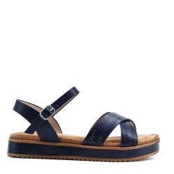 Women's faux leather wedge sandal