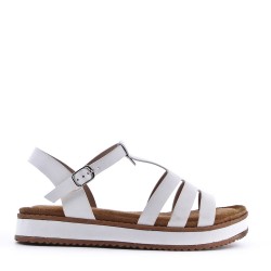 Sandale compensée en simili cuir pour femme