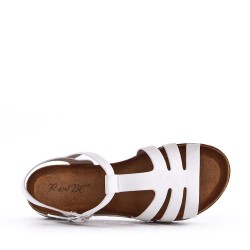 Sandale compensée en simili cuir pour femme