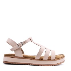 Sandale compensée en simili cuir pour femme
