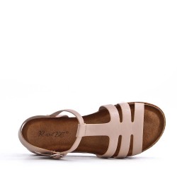 Sandale compensée en simili cuir pour femme