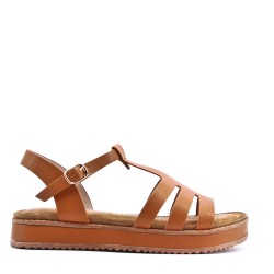 Sandale compensée en simili cuir pour femme