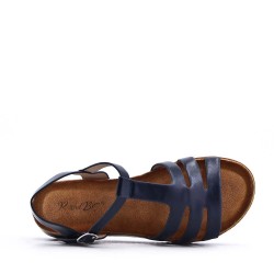 Sandale compensée en simili cuir pour femme