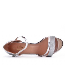 Sandale à talon en simili cuir