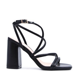 Sandale à talon en simili cuir