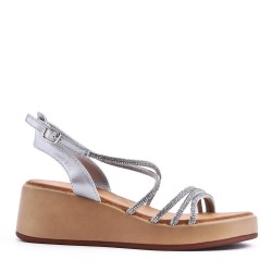 Wedge espadrilles in material mix for women