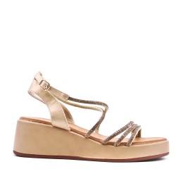 Wedge espadrilles in material mix for women