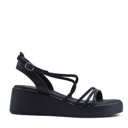 Wedge espadrilles in material mix for women