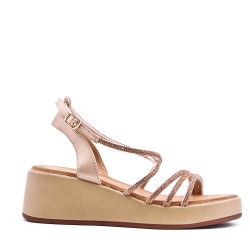 Wedge espadrilles in material mix for women