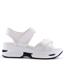Mixed-material wedge espadrilles for women