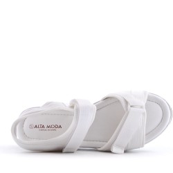 Mixed-material wedge espadrilles for women
