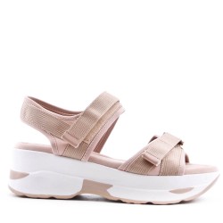 Mixed-material wedge espadrilles for women