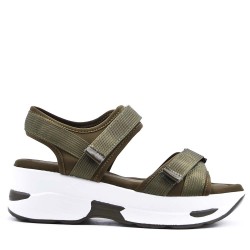 Mixed-material wedge espadrilles for women
