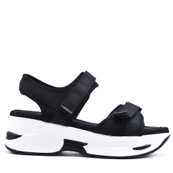 Mixed-material wedge espadrilles for women