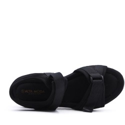 Mixed-material wedge espadrilles for women