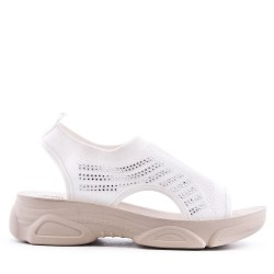 Mixed-material wedge espadrilles for women