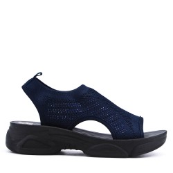 Mixed-material wedge espadrilles for women