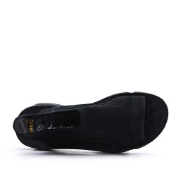 Mixed-material wedge espadrilles for women