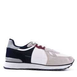 Mix-material sneakers with laces