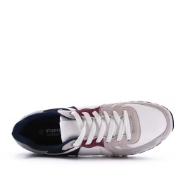 Mix-material sneakers with laces
