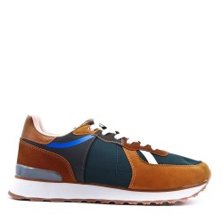 Mix-material sneakers with laces