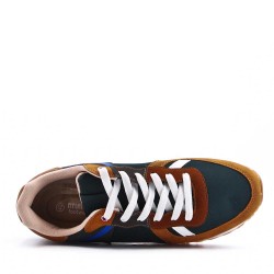 Mix-material sneakers with laces
