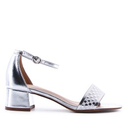 Faux leather heeled sandal