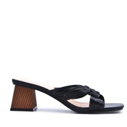 Faux leather heeled sandal