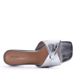 Sandale à talon en simili cuir
