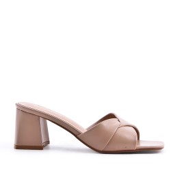 Sandale à talon en simili cuir