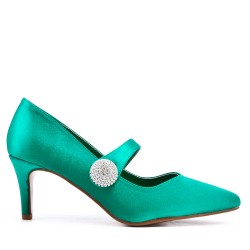 Leatherette pump with heels