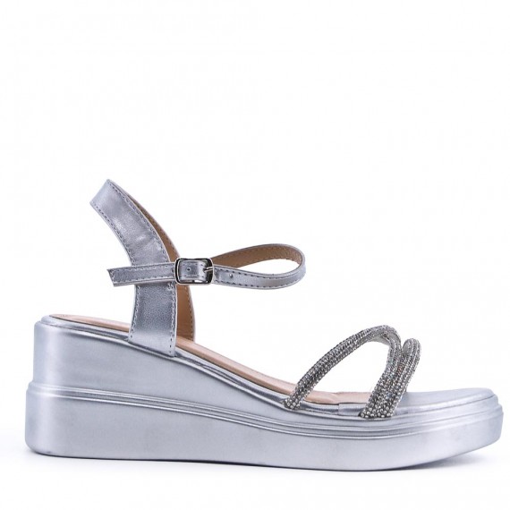 Women's faux leather wedge sandal